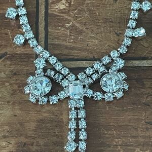 Vintage Rhinestone Bow Necklace
